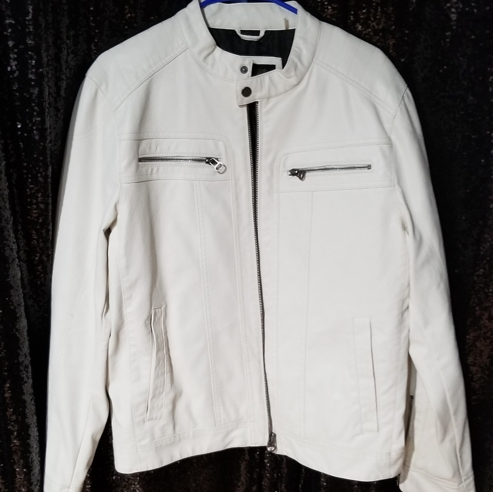 White Faux Leather Motorcycle Jacket